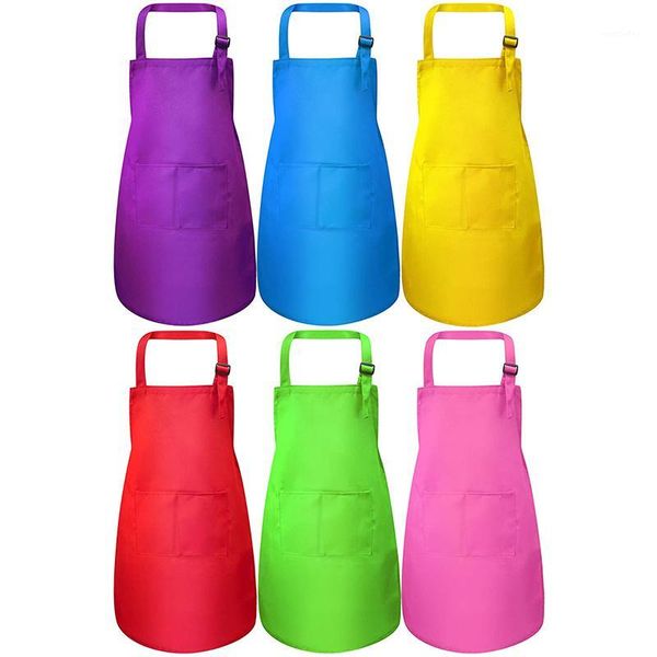 

aprons 6 pieces of children's apron with pockets adjustable chef for baking painting cooking1
