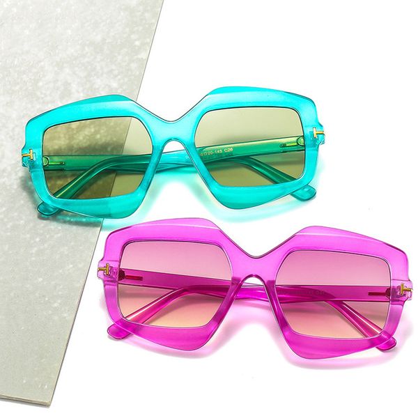

women shauna irregular polygon sunglasses brand designer retro square sun glasses men gradient shades uv400