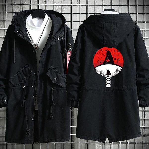 

anime naruto uchiha sasuke coat jacket trench hooded fashion cool streetwear cosplay costume male female winter autumn, Tan;black