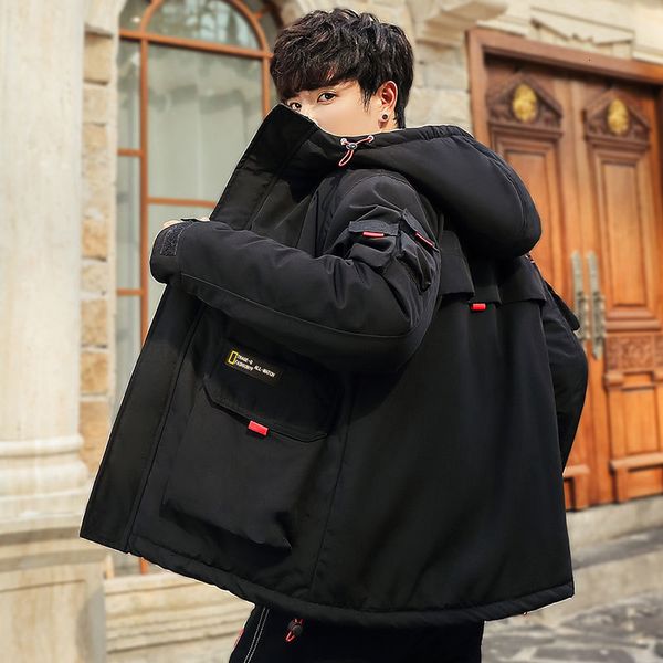 

men's winter coat 2021 trendy brand down cotton padded jaet, Black