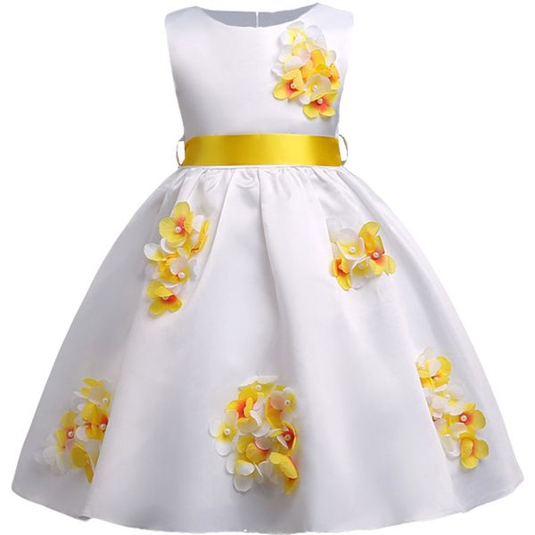 

3-15y baby girls summer princess flower party dress girl dress children kids christmas vestidos costume causal clothing with bow t200709, Red;yellow