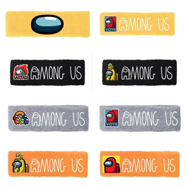 

game among us headband men women new cartoon anime hairband sports sweat band hair hoop elestic terry hair snood hairlace hair clasp g11201, Slivery;white