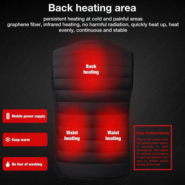 

outdoor t-shirts electric heating vest smart clothes cotton warm riding camping cold winter, Gray;blue