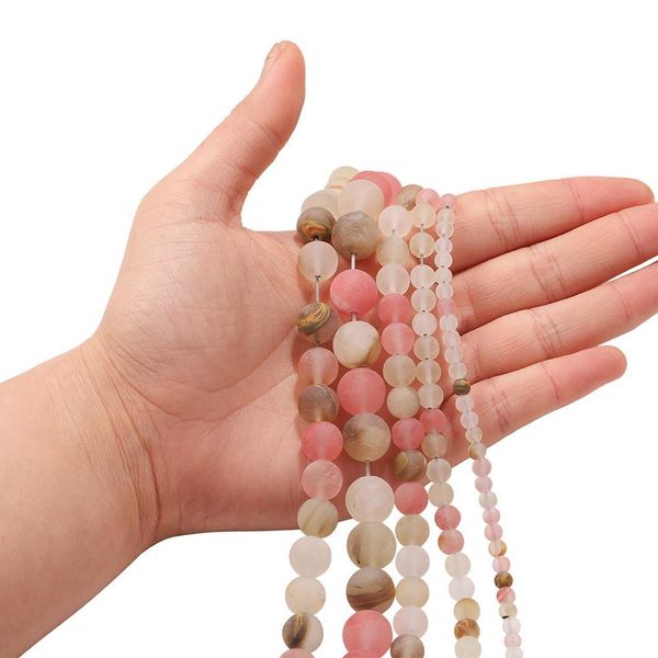 

1strand lot 4 6 8 10 12mm matte tea watermelon stone round loose beads for diy bracelet jewelry makings supplies wholesale h bbyveq