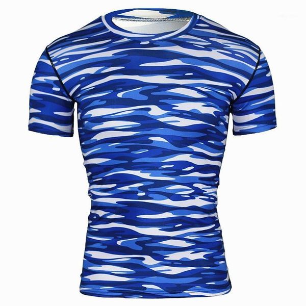 

outdoor t-shirts 2021 men's athletic compression shirts quick dry short sleeve fitness running cycling shirt1, Gray;blue