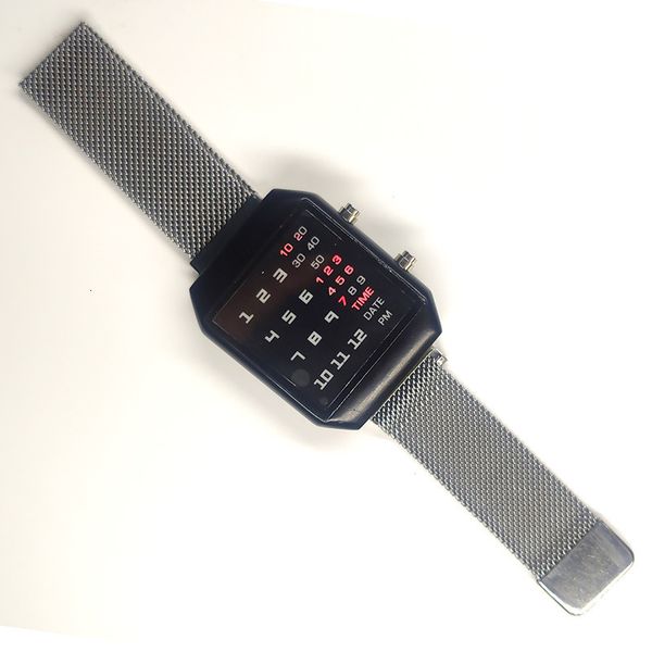 

ative digital display wristwatch led square alloy magnet electronic watch xm-tzx2, Slivery;brown