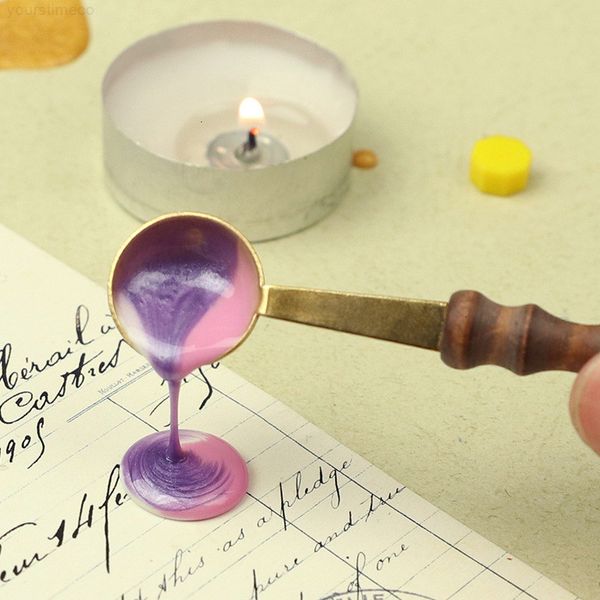 

wax scoop stamp in retro style spoon diy candle vintage wood handle sealing tool