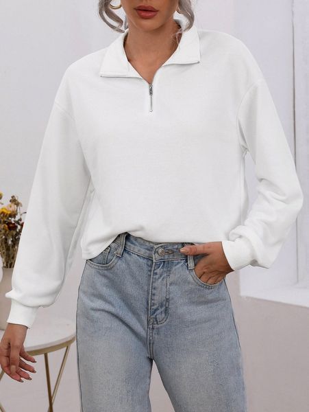 

zipper front sweatshirt u51i#, White;black