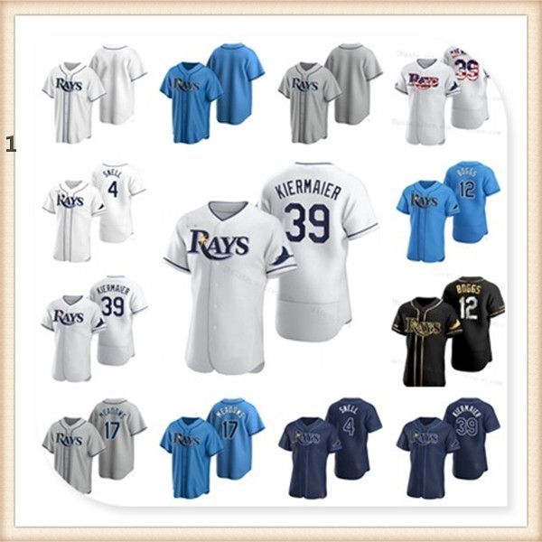 

2020 tampa baseball bay 39 kevin kiermaier jersey 11 hunter renfroe 2 yandy diaz 25 yoshitomo tsutsugo 40 jose martinez wade boggs custom, Blue;black