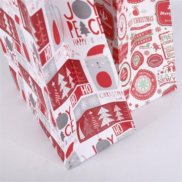 

stobag 12шт ручки красный рождественские бумаги подарочные пакеты cookie питание конфеты сумка для партии ручной торт украшение supplies jll