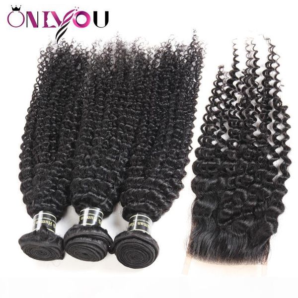 

brazilian kinky curly human hair extensions 3 4 bundles kinky curly weaves lace closure 9a unprocessed brazilian hair bundles with closure, Black;brown
