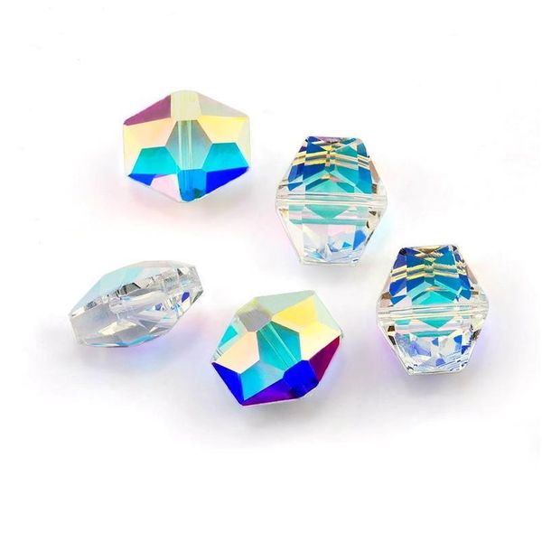

10x12mm/12x14mm sparkly hexagon shape glass beads crystal beads faceted beads crystal charms pendant for jewelry maki qyliuh