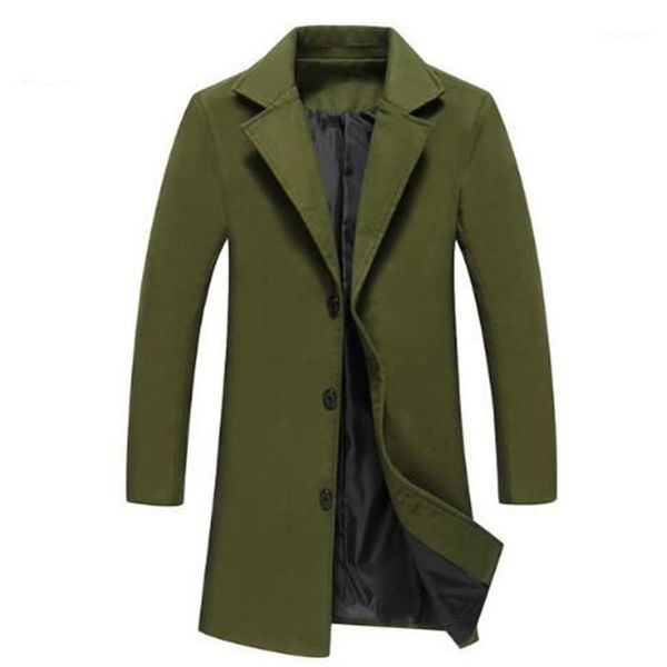 

2018 new winter wool coat men leisure long sections woolen coats men's pure color casual fashion jackets / casual men overcoat1, Black