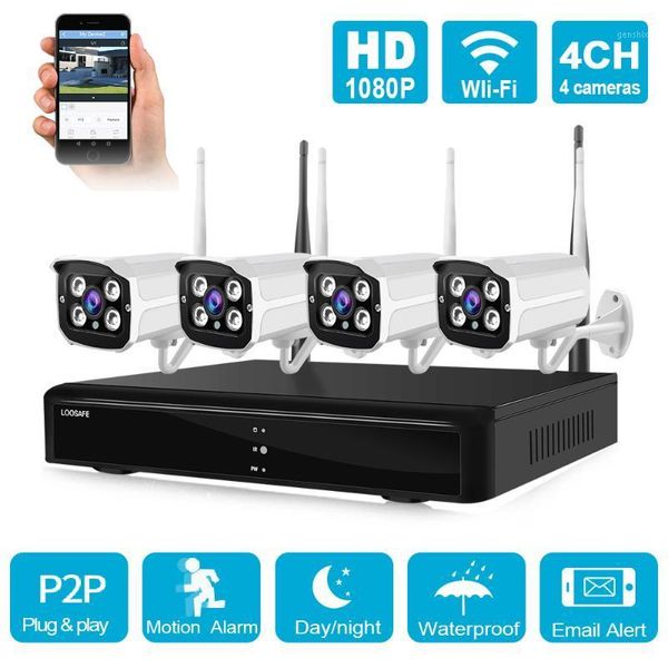 

wireless camera kits 4ch 1080p wifi ip outdoor nvr hd ir vandalproof waterproof video cctv security surveillance system kit1