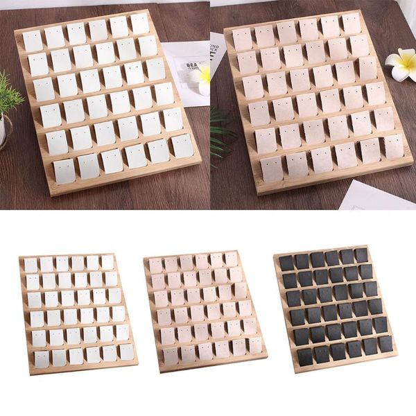 

36 pair earring cards, velvet/leatherette bamboo earrings display card holder for jewelry accessory display, 3 colors, Pink;blue