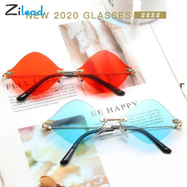 

sunglasses zilead diamond lens rimless glasses metal frame sun fahsion comfortable black blue pink red yellow for unisex, White;black