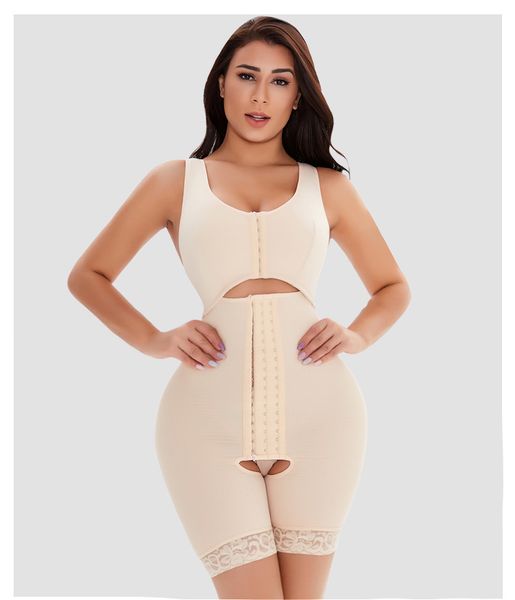 

women shapewear bodysuit full body shaper panty fajas after surgery post liposuction compression garments butt lifter hooks, Black;white