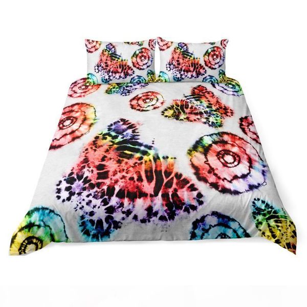 

2 3шт набор моды кровать пододеяльник set красочные tie dye печатные взрослые утешитель кровать обложка наволочки сша король постельные прин