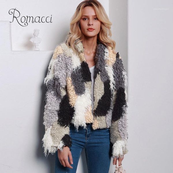 

fashion women autumn winter faux fur hooded coat color block open front fluffy short outerwear women plus size fur jacket khaki1, Black