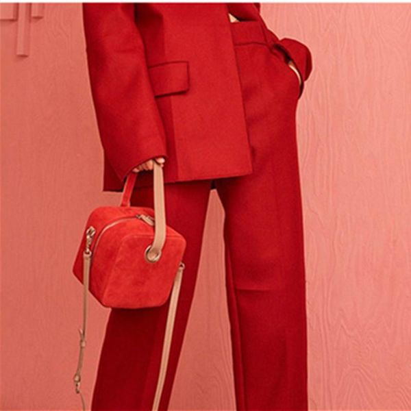 

women bags autumn/winter small crowd color contrast hand carry bag retro square box zipper shoulder cross handbag