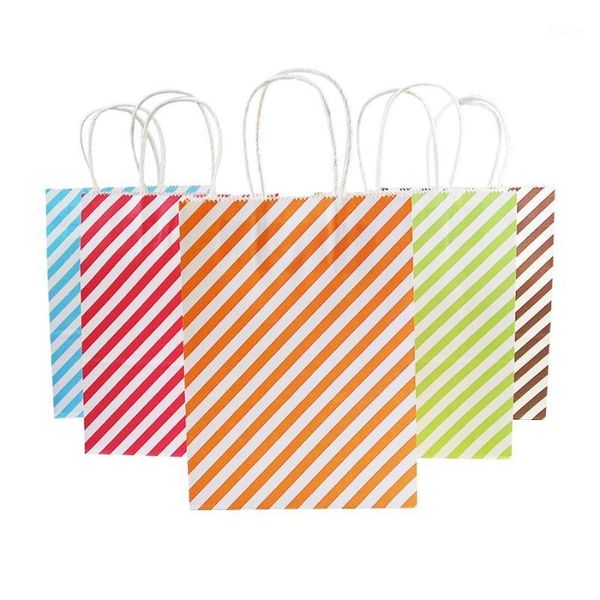 

50pcs/lot small gift paper with handles colorful diagonal stripes 16x22cm wedding birthday event party decoration paper bag1