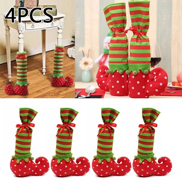

2021 cute christmas chair leg cover socks xmas party table foot socks stocking 4pcs