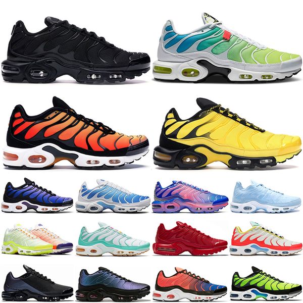 

2021 mens tn plus se running shoes triple black white hyper blue voltage purple brushstroke camo men women trainers runner sports sneakers, White;red