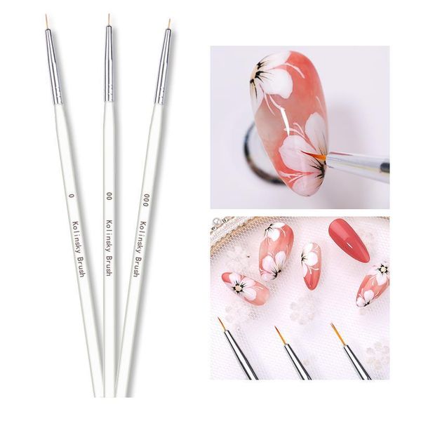 

3pcs/set nail art line painting brushes gel polish acrylic pen flower drawing brush rfine nail art manicuring t sqcost