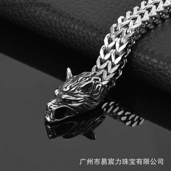 

factoryn5nstitanium hip stainless steel hop wolf head domineering bracelet, Silver