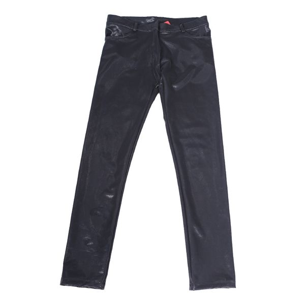 

new arrival autumn winter men's lining sanding punk pencil leggings slim fit trousers plus size fashion frosted pu casual pants, Black