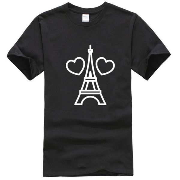 

paris eiffel tower heart love line art and woman summer short sleeve designed casual m01093 sport hooded sweatshirt hoodie t shirt