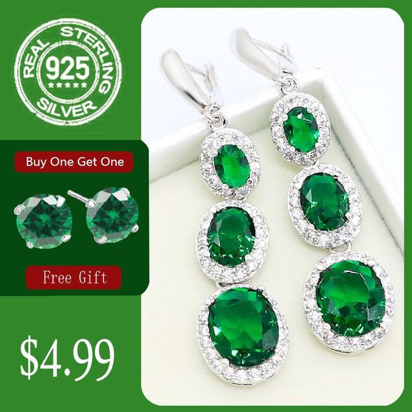 

green emerald blue z 925 silver long earrings for women wedding jewelry gift