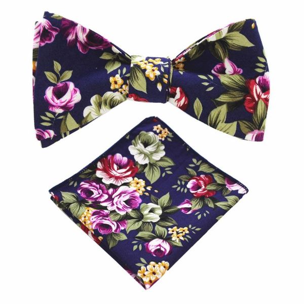 

ricnais floral cotton bow tie set for men self bow tie pocket square handkerchief bowtie set hanky suit for wedding accessories, Black;gray