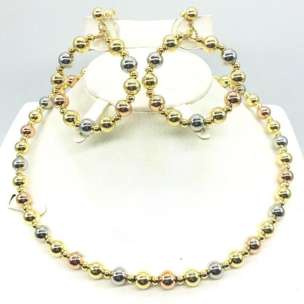 

nigerian fashion jewelry sets for women wedding flower african beads jewelry set necklace earrings dubai gold sets1, Silver