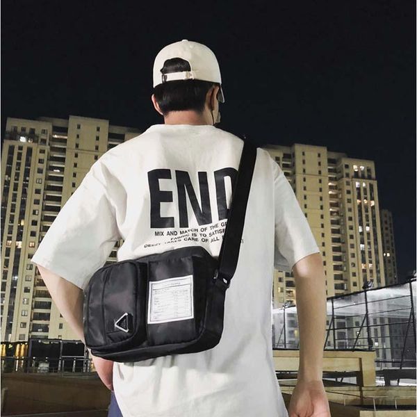 

harajuku men's shoulder bag street style nylon waterproof school bags for teenager hip hop travel handbags crossbody for male