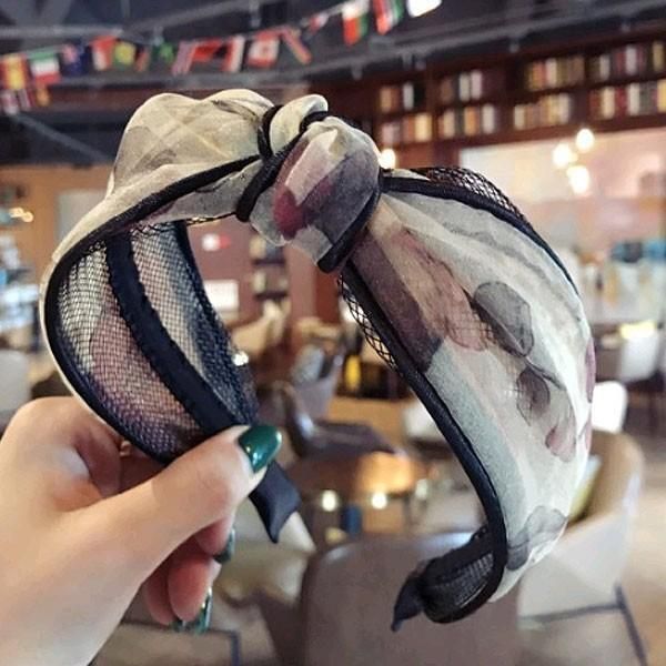 

hair clips & barrettes women's bands flora lace mesh width jewellery accessories korean style cross knots big headbands femme head bijo, Golden;silver