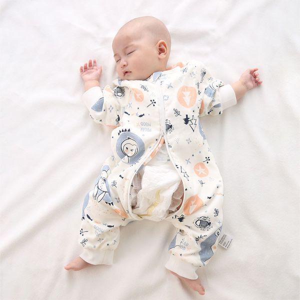

sleeping for newborns baby diaper changing gauze sleep bag removable sleeves cartoon printed children's sleepsacks