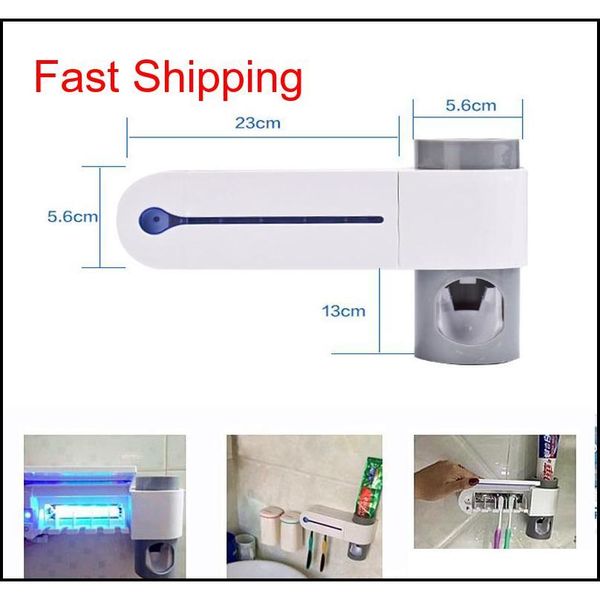 

3 -in -1 toothpaste dispenser toothbrush holder and toothbrush sanitizer sterilizer set wall mount stand toothbr qyldyb yh_pack