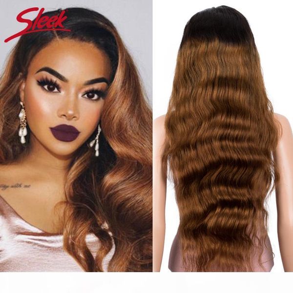 

sleek brazilian remy lace front human hair wigs long 30 inch body wave ombre t1b 30 150% density wigs pre plucked with baby hair, Black;brown