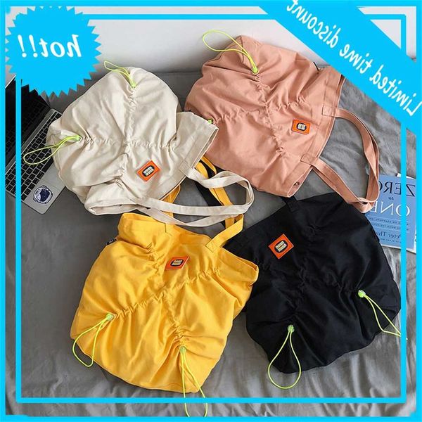 

creative new canvas korean large capacity drawstring tote bag