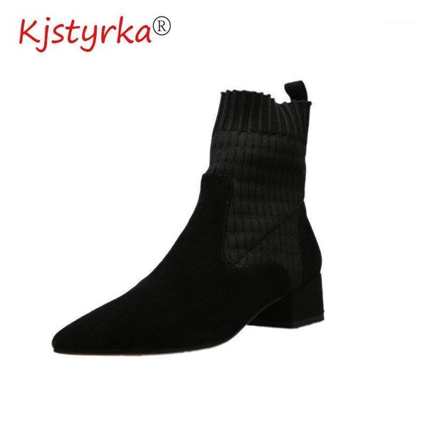 

boots 2021 autumn winter ankle women shoes solid black beige lace-up pointed toe elegant square heels boots1