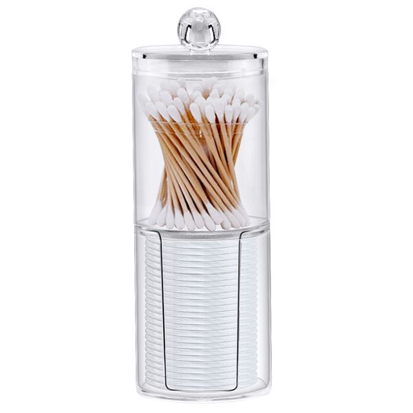 

acrylic multifunctional round receive jewelry box new cosmetic make-up cotton swabs transparent container q1218