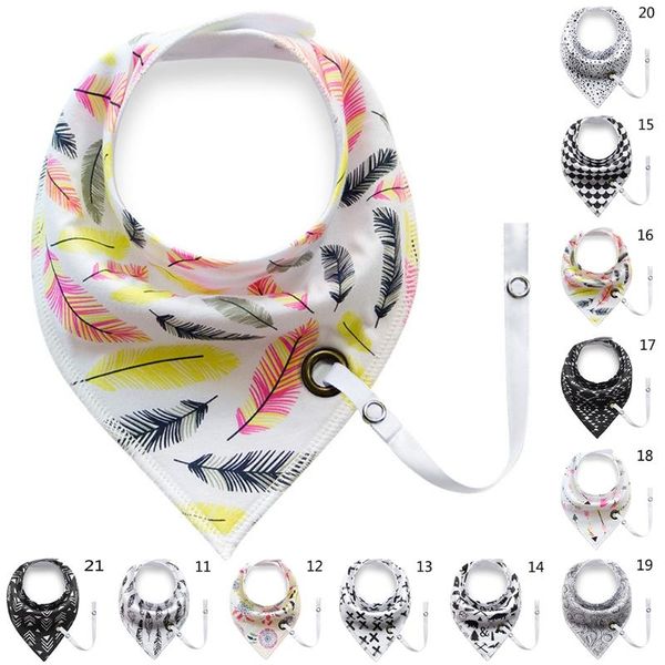 

baby infant toddler cotton triangle bib saliva towel head scarf pacifier clip baby gift, Slivery;white