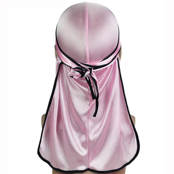 

shiny silky pirate hat satin durags bandanas turban men women solid patchwork soft headwear hair accessories fashion headdress sqcnnn, Black