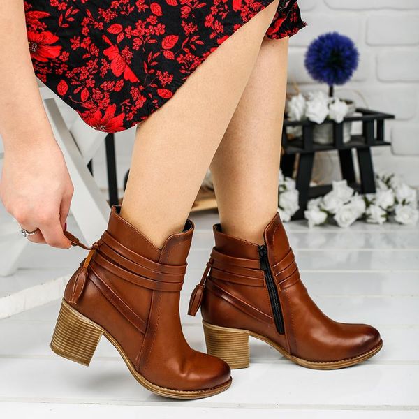 

boots ayakland 8422-832 skin tan 6cm heel women shoes, Black