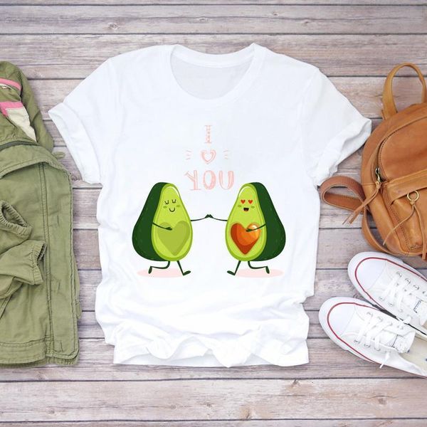 

женщины мультфильм авокадо любовь романтическая валентинка мода печатает леди футболки топ женские графические футболки женские женские футб, White