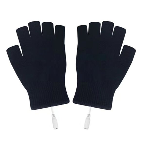 

winter thermal fingerless usb cycling electric heating gloves heated glove, Blue;gray