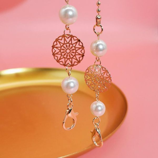 

2021 hollow round pearl beads mask chain gold color straps sunglasses chains for women jewelry h bbybmu