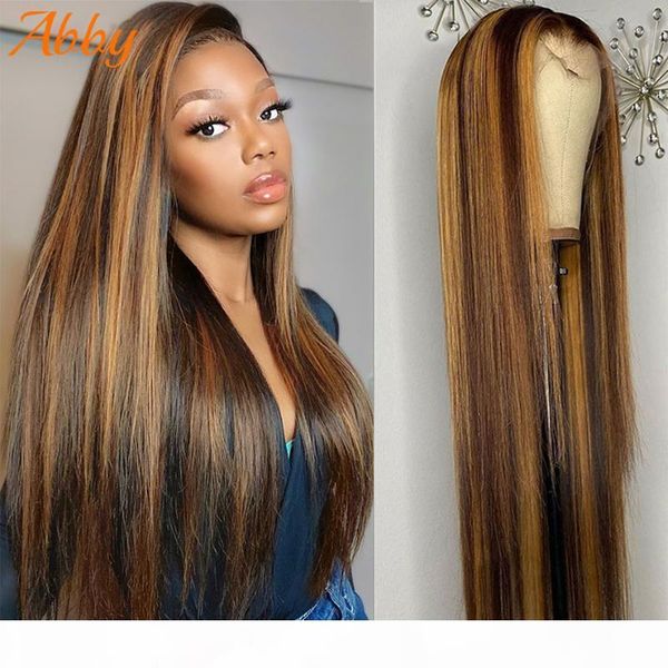 

highlight wigs lace front human hair ombre straight wigs malaysia 13x4 lace frontal honey blonde front abby hair, Black;brown