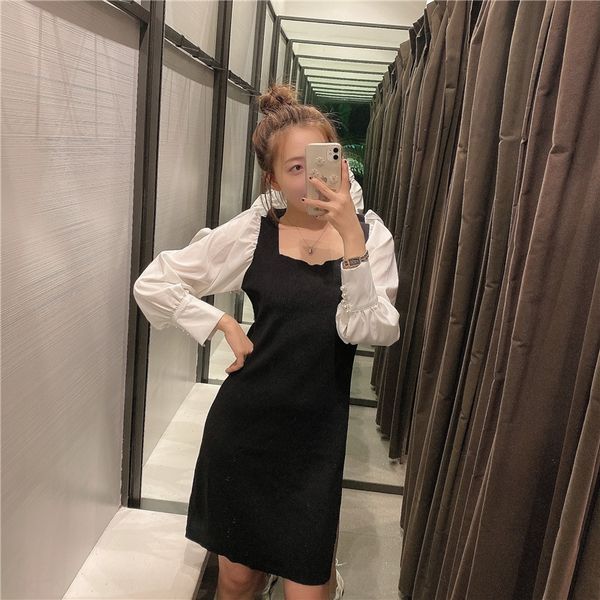 

rndhi autumn waists show slim slim evening women's classic dressdress tmx medium long sleeve knitted evening color dressdress small bla, Black;gray